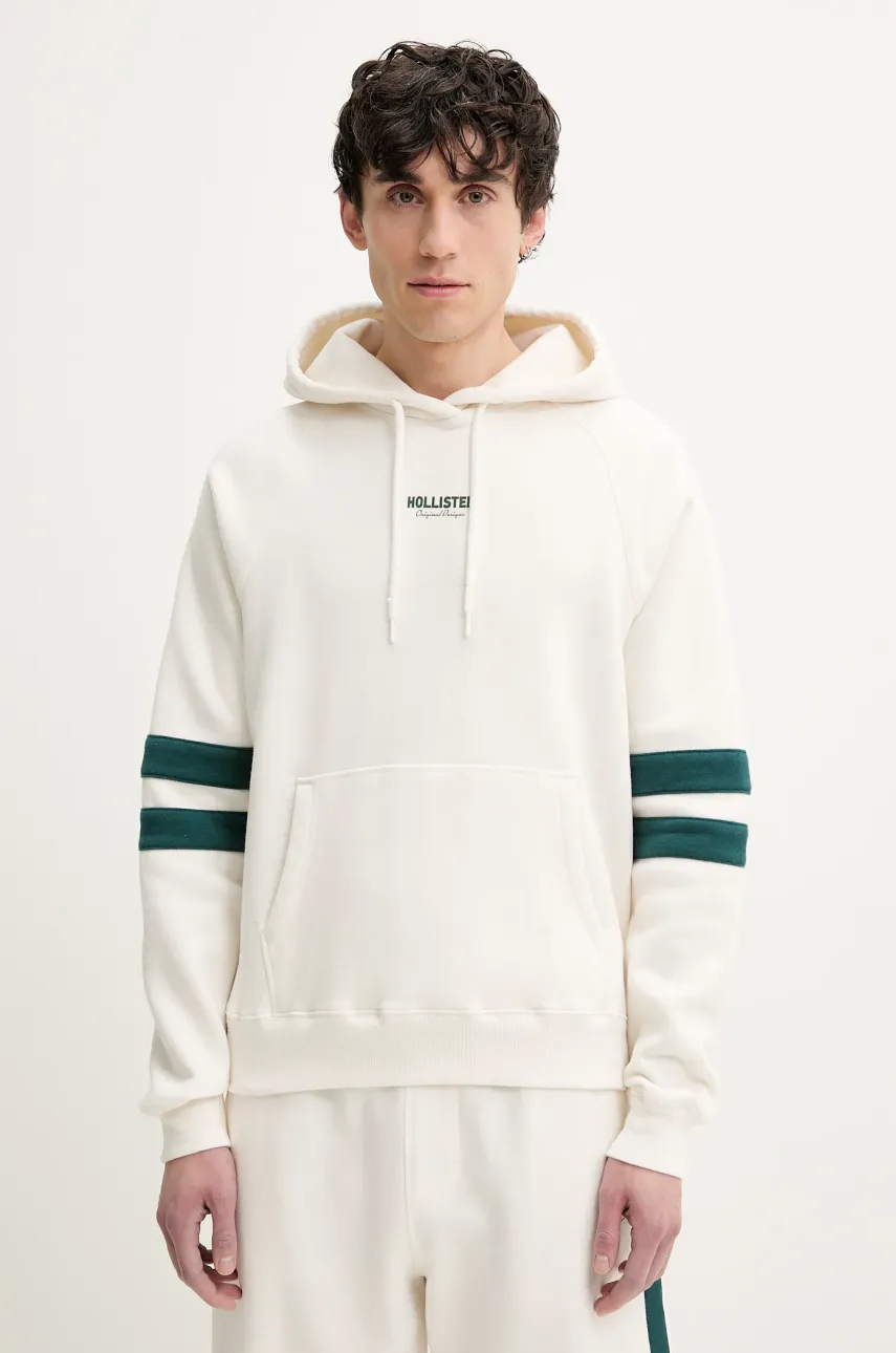 Μπλούζα Hollister Co. χρώμα: μπεζ, με κουκούλα, KI322-5006