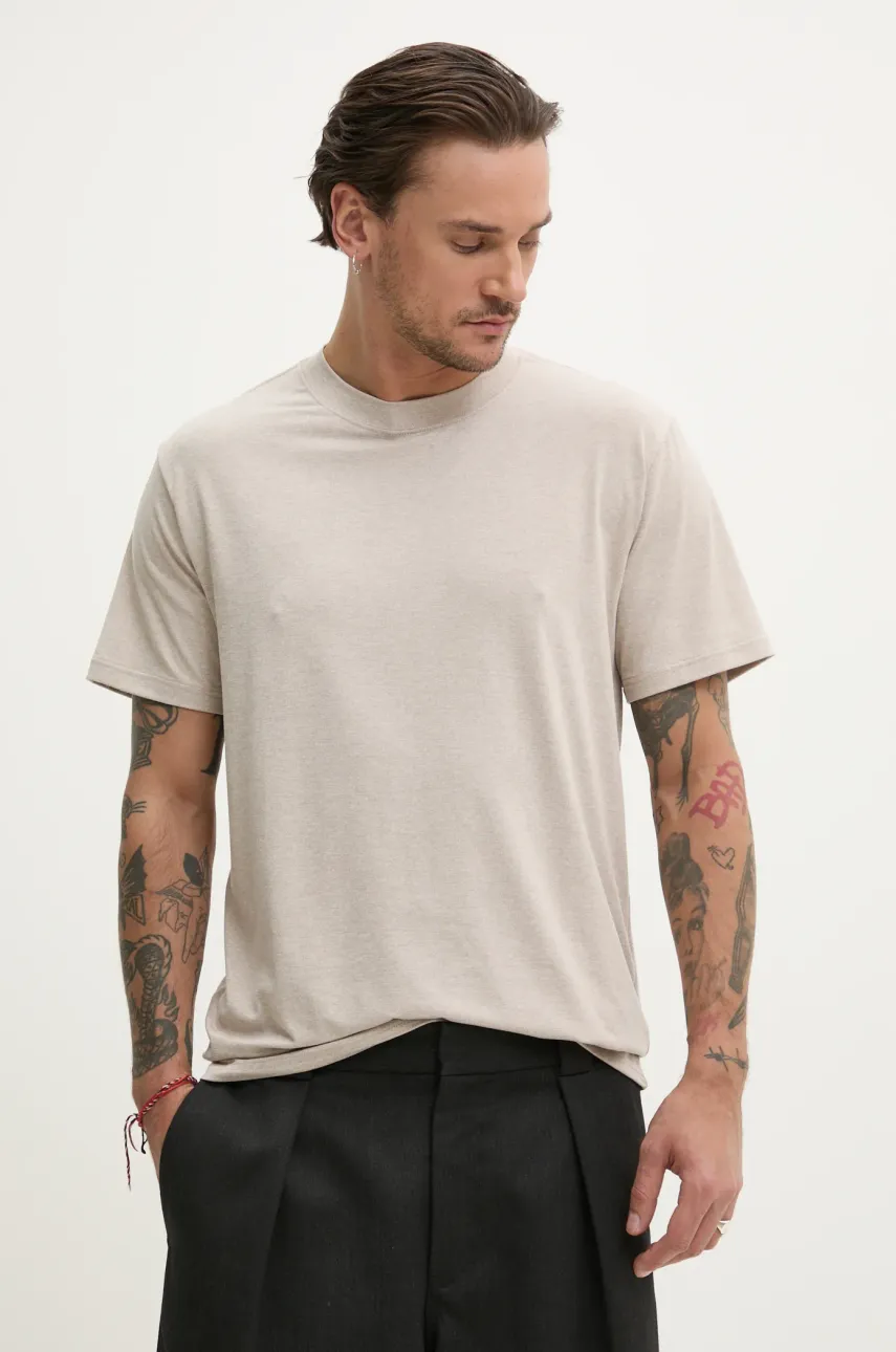 Μπλουζάκι Hollister Co. χρώμα: μπεζ, KI324-5089