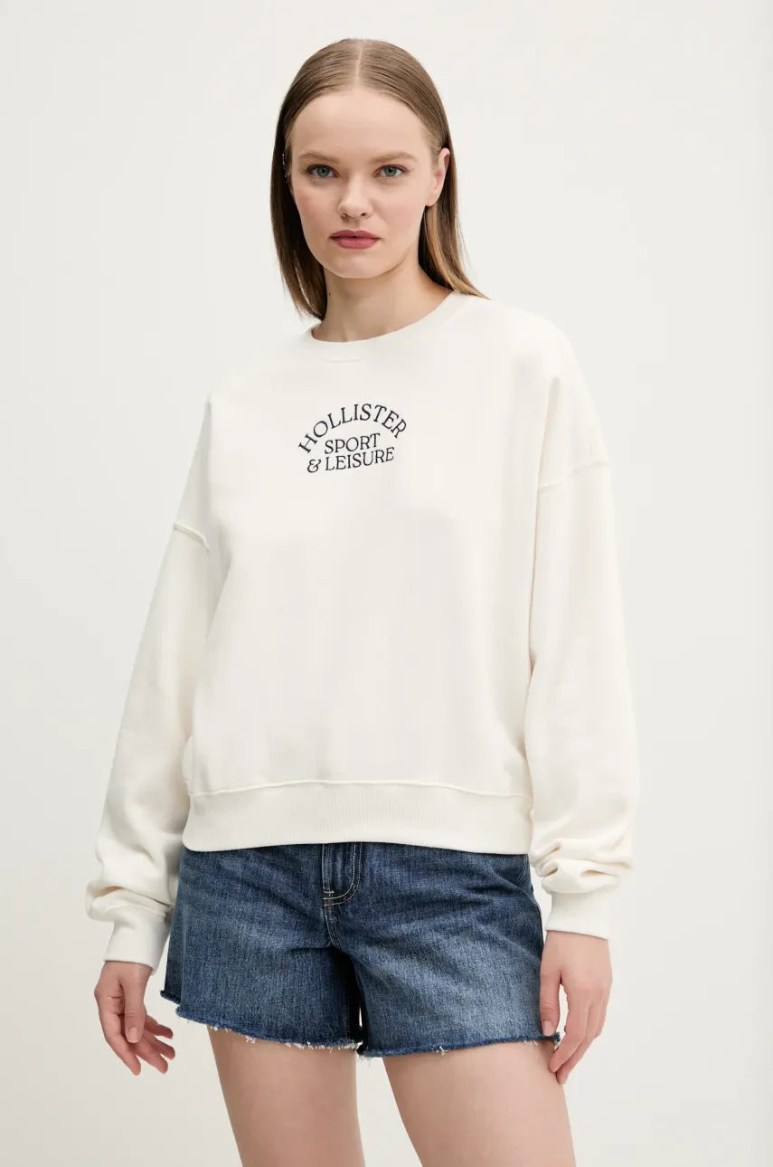 Μπλούζα Hollister Co. χρώμα: μπεζ, KI352-5110