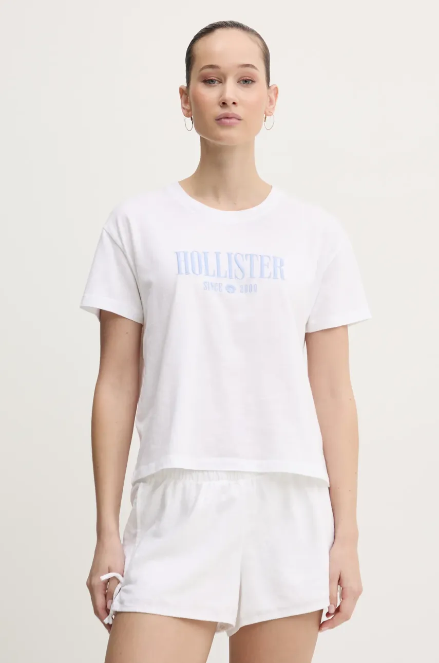 Βαμβακερό μπλουζάκι Hollister Co. γυναικείο, χρώμα: άσπρο, KI357-5000