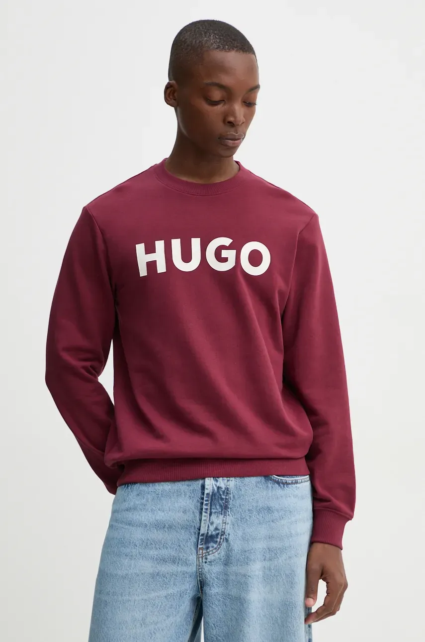 Βαμβακερή μπλούζα HUGO χρώμα: κόκκινο