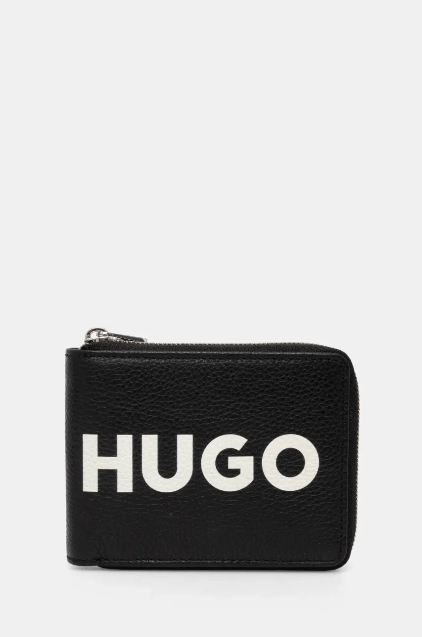 Δερμάτινο πορτοφόλι HUGO ανδρικό, χρώμα: μαύρο, 50536037