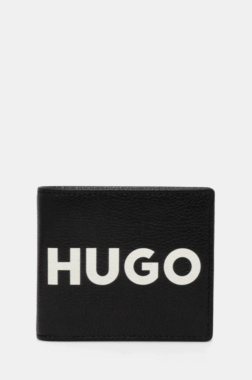 Δερμάτινο πορτοφόλι HUGO ανδρικό, χρώμα: μαύρο, 50536039