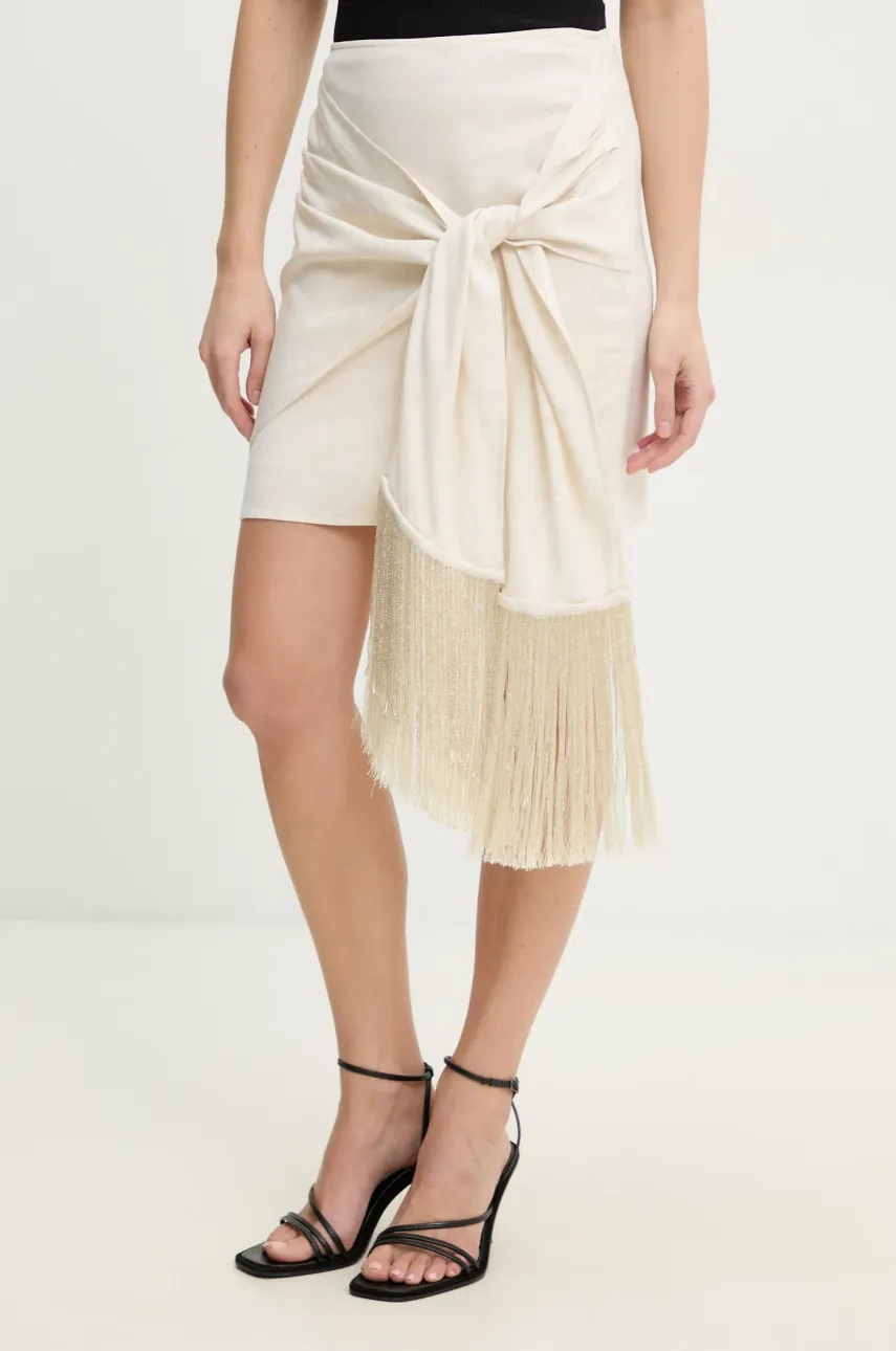 Φούστα από λινό μείγμα ISABELLE BLANCHE χρώμα: μπεζ, IS25SS-G145-T005