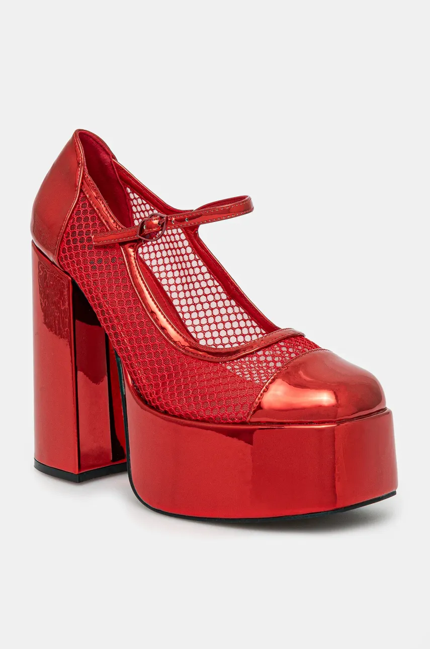 Γοβάκια Koi Footwear x Rocky Horror Show Regular Frankie Fan Fishnet χρώμα: κόκκινο, Regular Frankie Fan Fishnet