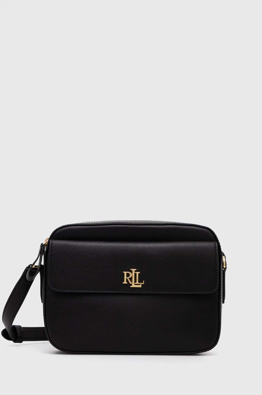 Δερμάτινη τσάντα Lauren Ralph Lauren χρώμα: μαύρο, 431926645