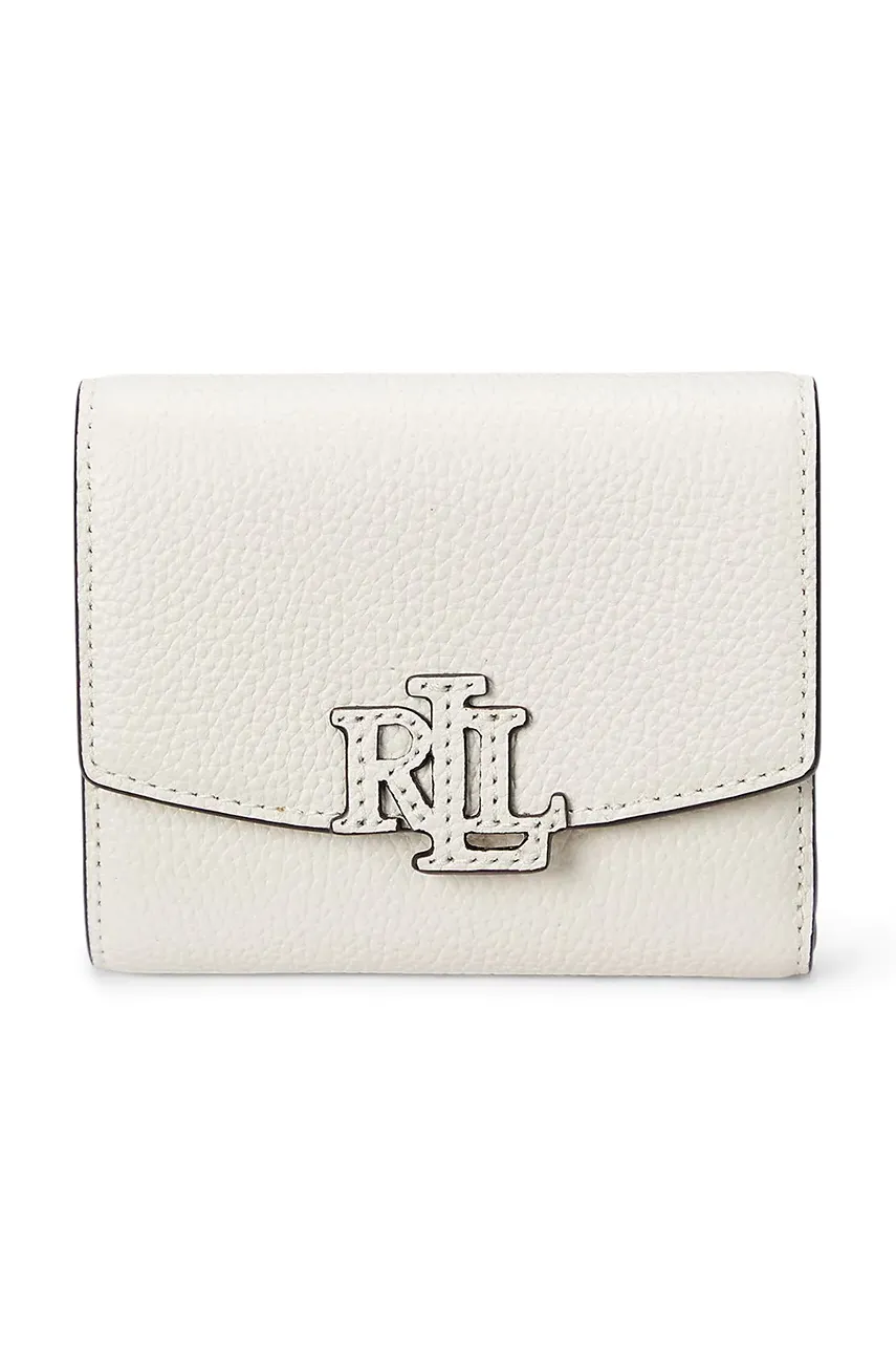 Δερμάτινο πορτοφόλι Lauren Ralph Lauren γυναικείο, χρώμα: άσπρο, 432966782