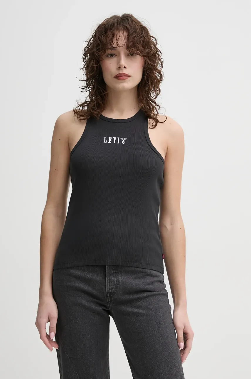 Βαμβακερό τοπ Levi's χρώμα: μαύρο, A9415