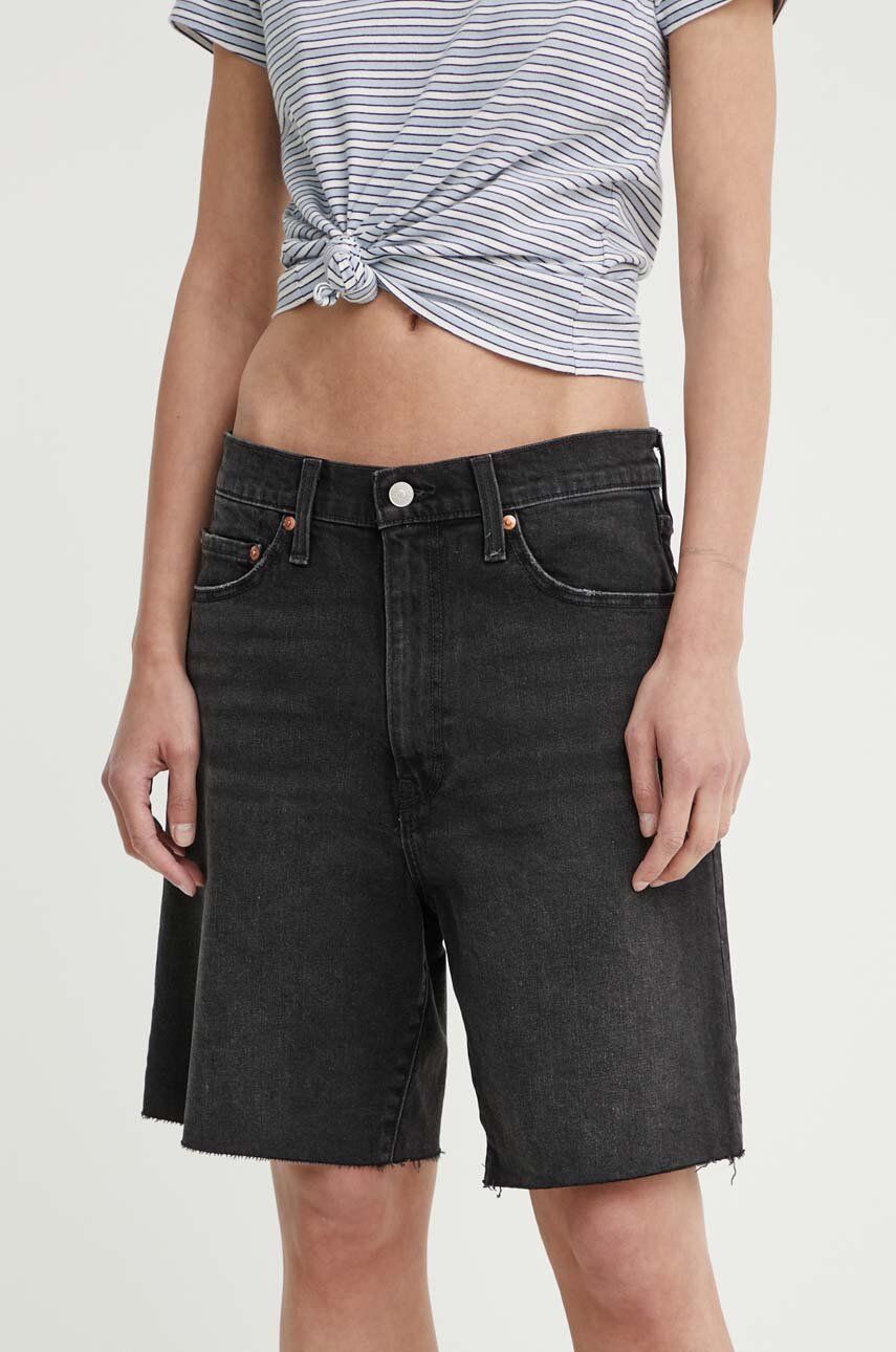Τζιν σορτς Levi's BERMUDA SHORT χρώμα: μαύρο, A8720