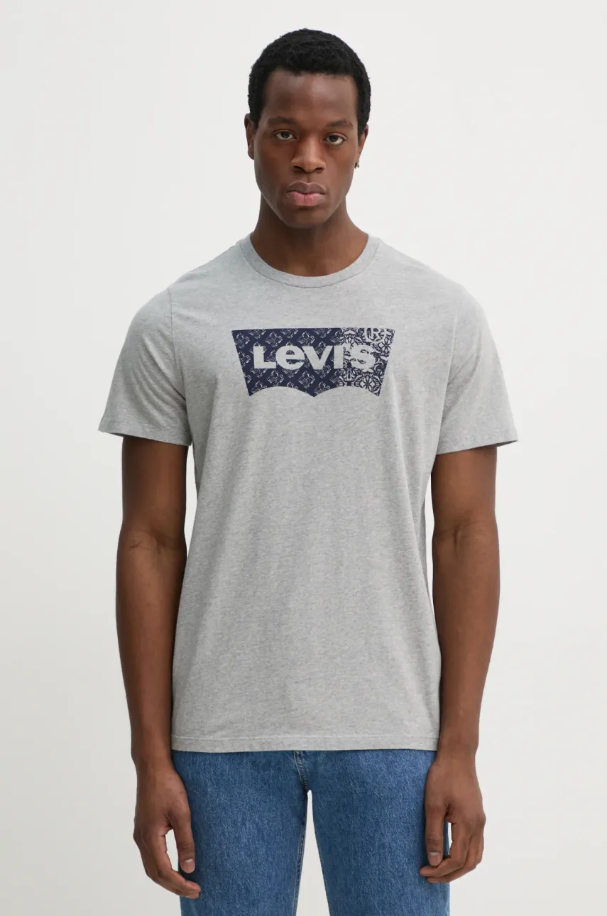 Βαμβακερό μπλουζάκι Levi's GRAPHIC CREWNECK TEE ανδρικό, χρώμα: γκρι, 22491