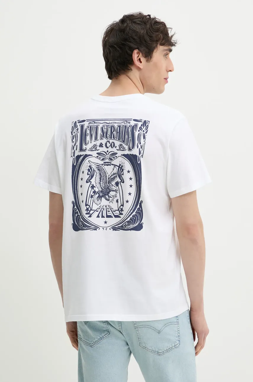 Βαμβακερό μπλουζάκι Levi's GRAPHIC CREWNECK TEE ανδρικό, χρώμα: άσπρο, 22491