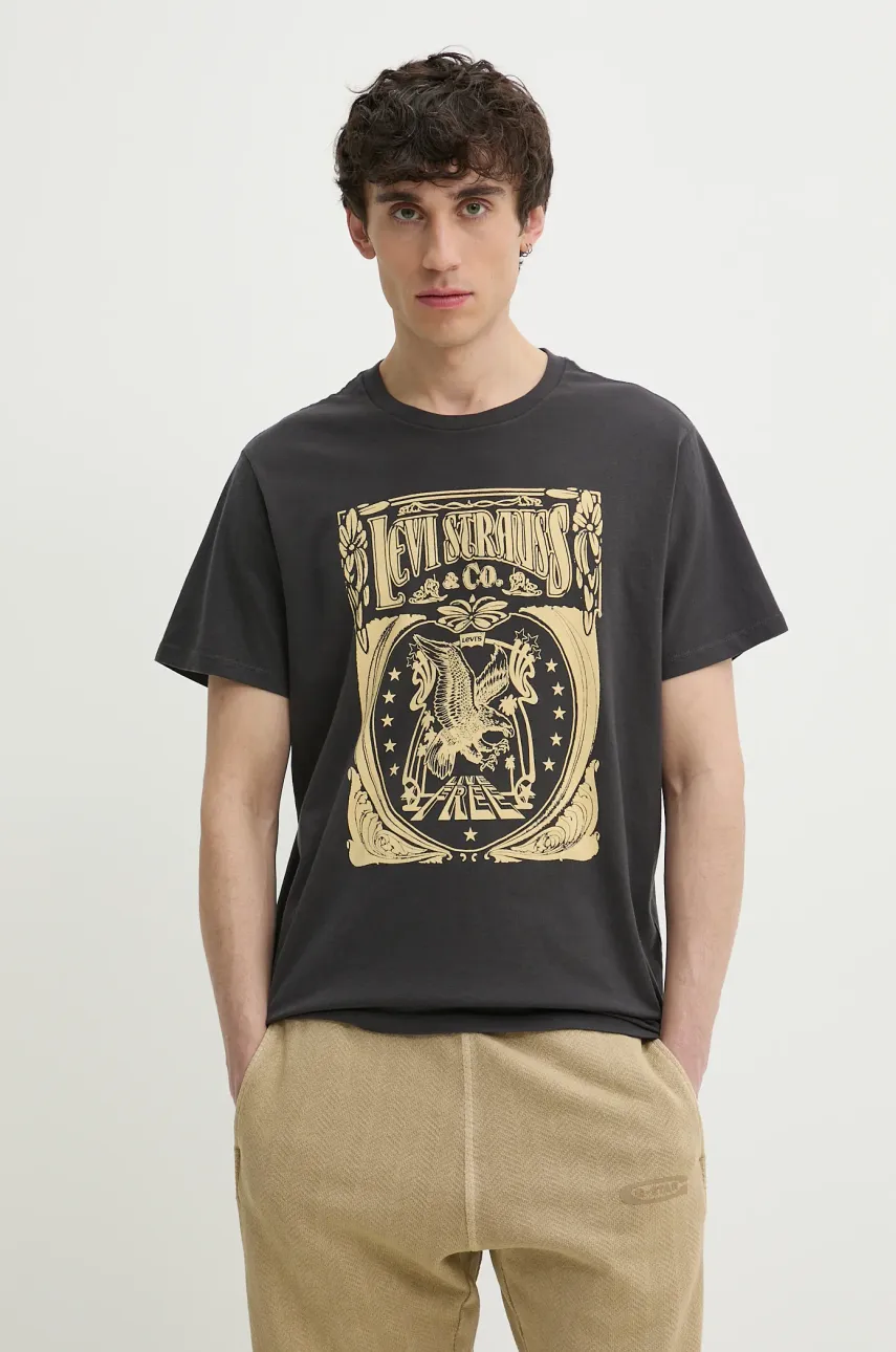 Βαμβακερό μπλουζάκι Levi's GRAPHIC CREWNECK TEE ανδρικό, χρώμα: γκρι, 22491