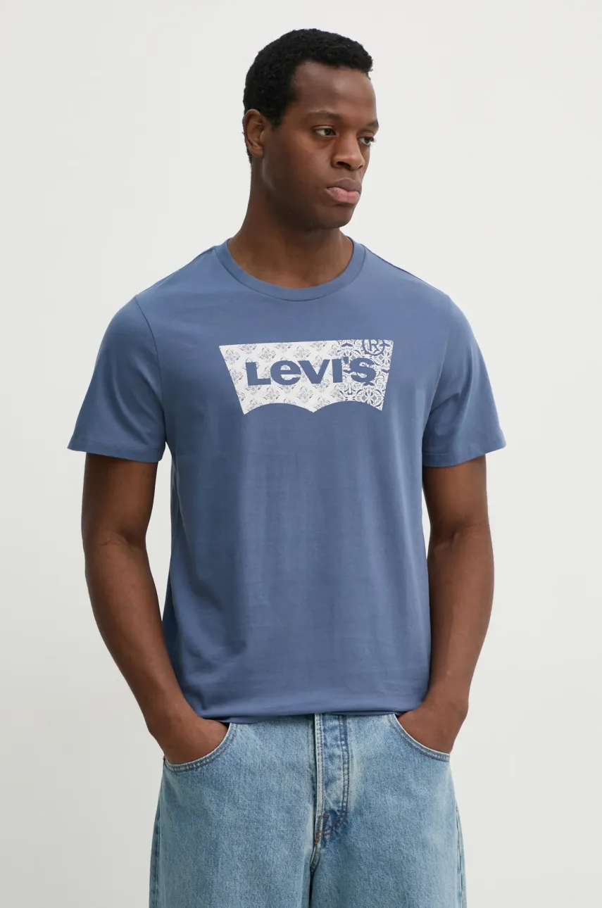 Βαμβακερό μπλουζάκι Levi's GRAPHIC CREWNECK TEE ανδρικό, χρώμα: μπλε, 22491