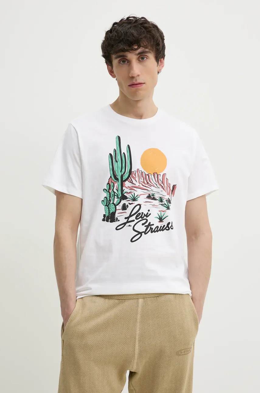 Βαμβακερό μπλουζάκι Levi's GRAPHIC CREWNECK TEE ανδρικό, χρώμα: άσπρο, 22491