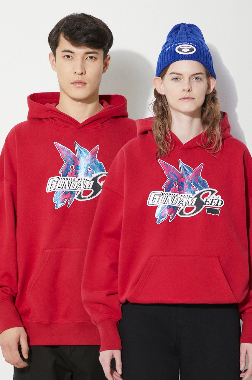 Βαμβακερή μπλούζα Levi's Levi's® x Gundam SEED χρώμα: κόκκινο, με κουκούλα, A7415.0000