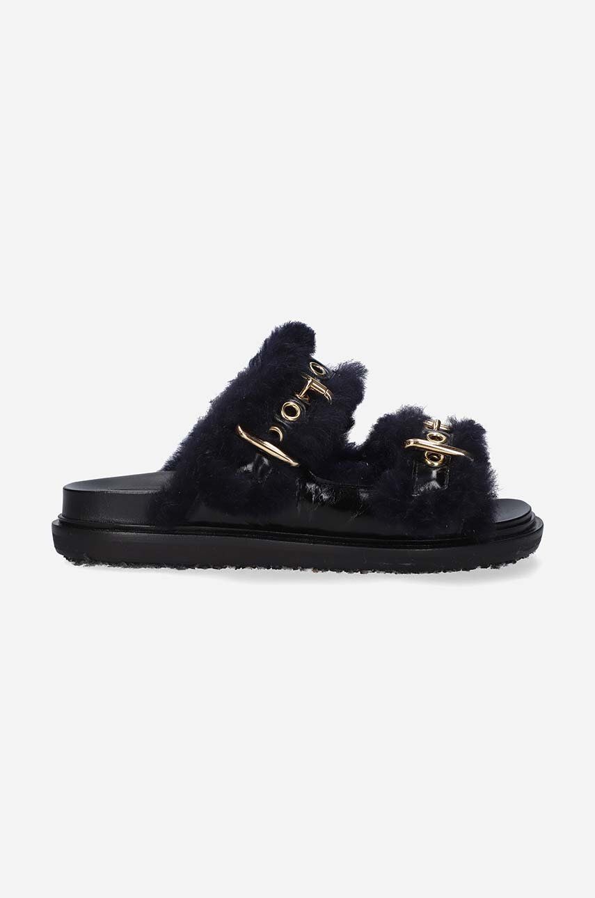 Δερμάτινες παντόφλες Marni Fussbett Shoe γυναικείες, χρώμα: μαύρο