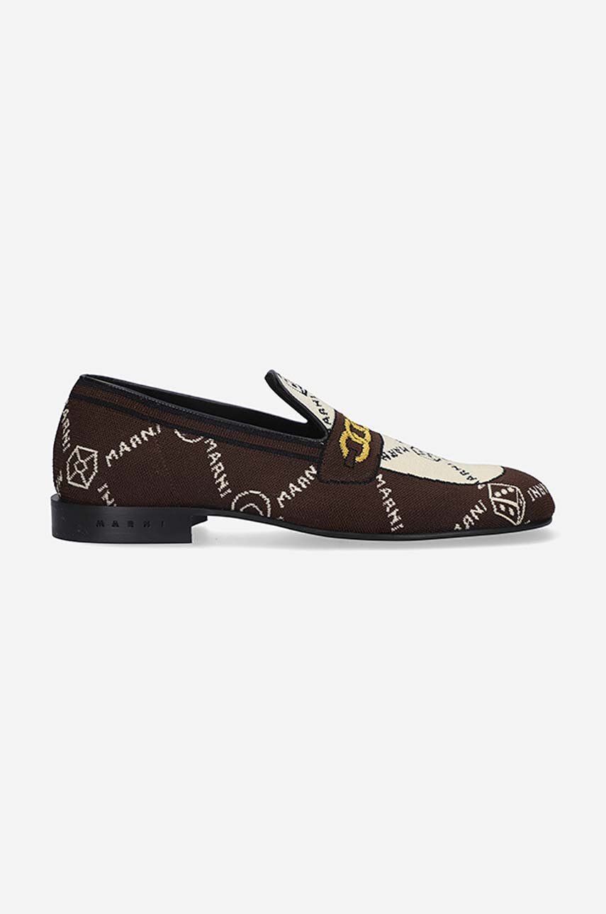 Μοκασίνια Marni Moccasin Shoe χρώμα καφέ MOMR003802.P4601