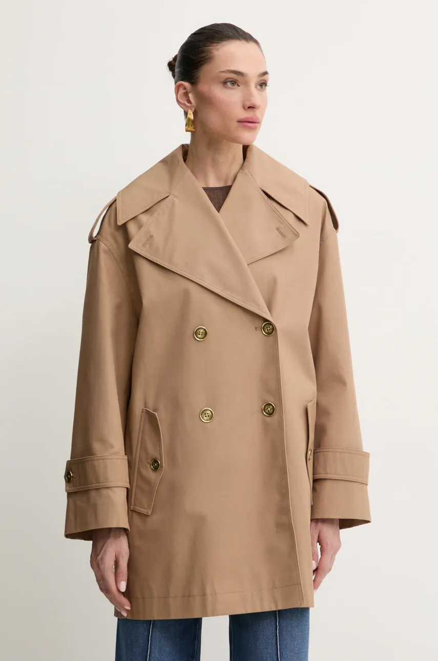 Βαμβακερή καμπαρντίνα MICHAEL Michael Kors χρώμα: μπεζ, MR520GTDTY