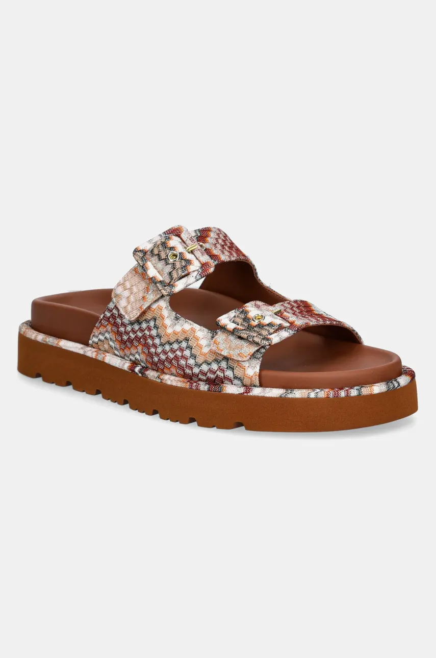 Παντόφλες Missoni Clea χρώμα: καφέ, MWF111_064
