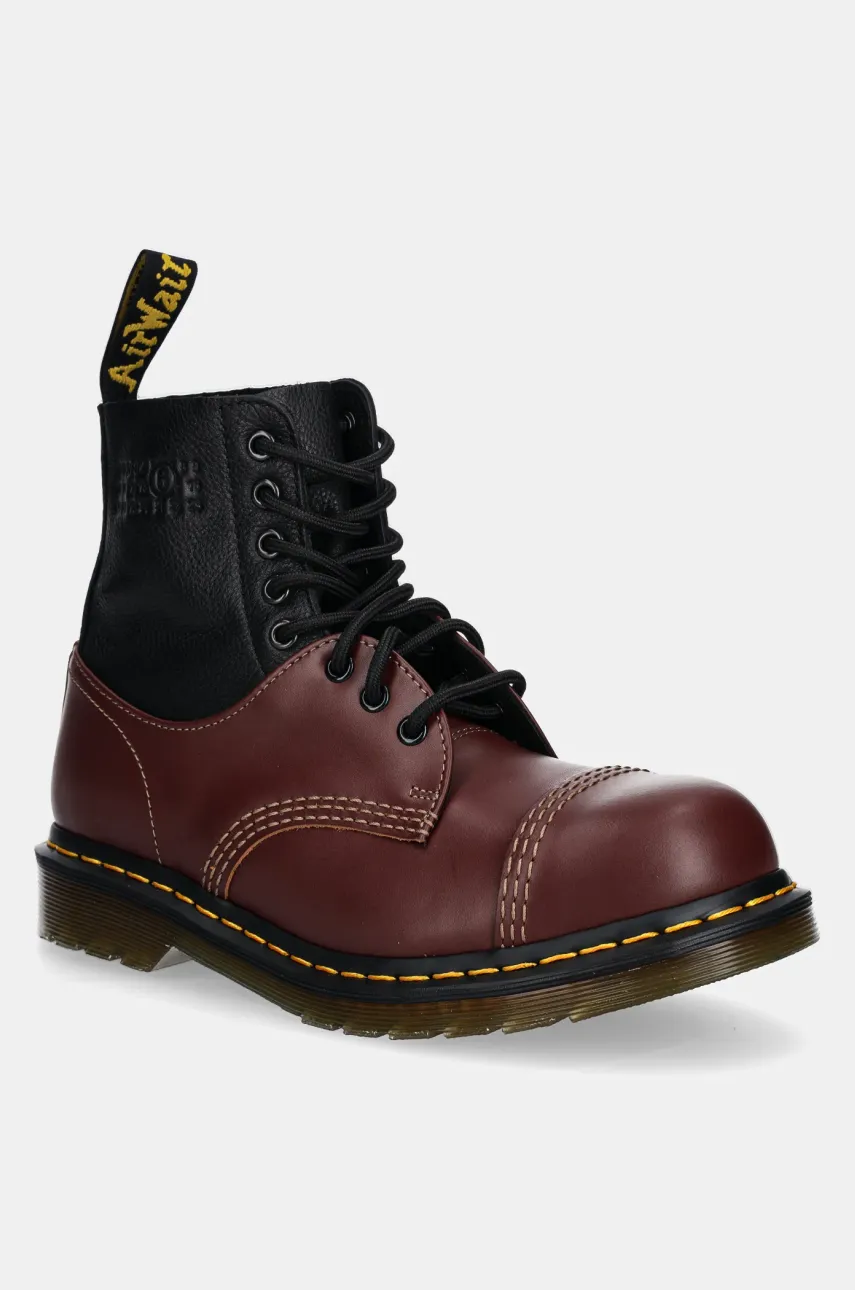 Δερμάτινες μπότες MM6 Maison Margiela MM6 Maison Margiela x Dr. Martens γυναικείες, χρώμα: μπορντό, S66WU0125.P8029