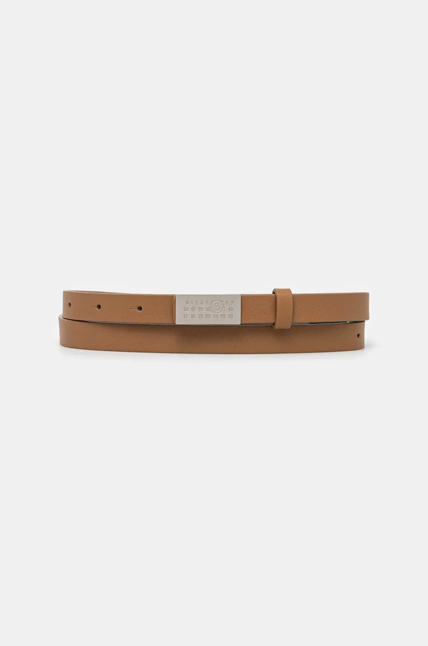 Δερμάτινη ζώνη MM6 Maison Margiela χρώμα: καφέ, SA5TP0011