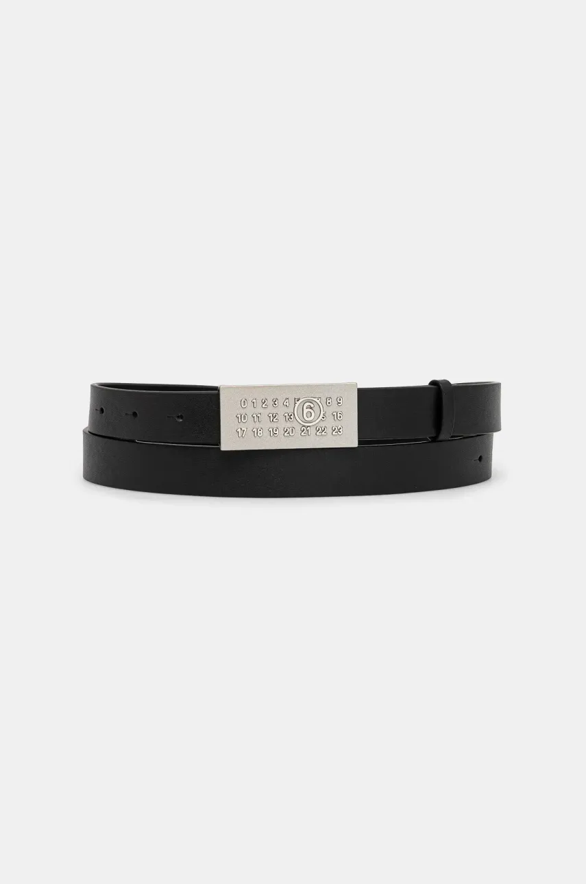 Δερμάτινη ζώνη MM6 Maison Margiela χρώμα: μαύρο, SA6TP0010