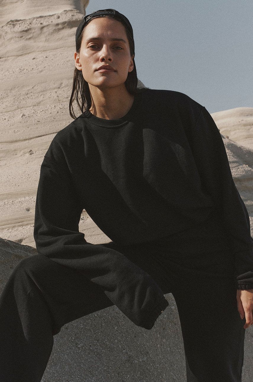 Μπλούζα MUUV. Crop Top Subtle Cotton χρώμα: μαύρο