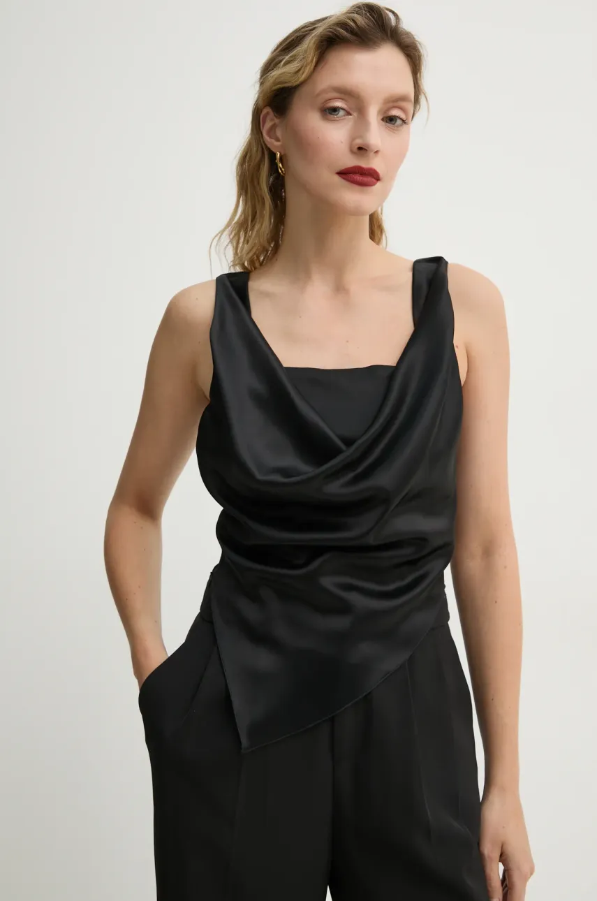 Μπλουζάκι Nanushka PETRA χρώμα: μαύρο, NW22CRTP02599