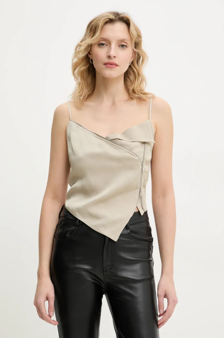 Μπλουζάκι Nanushka ZORKA χρώμα: μπεζ, NW25RSTP18972