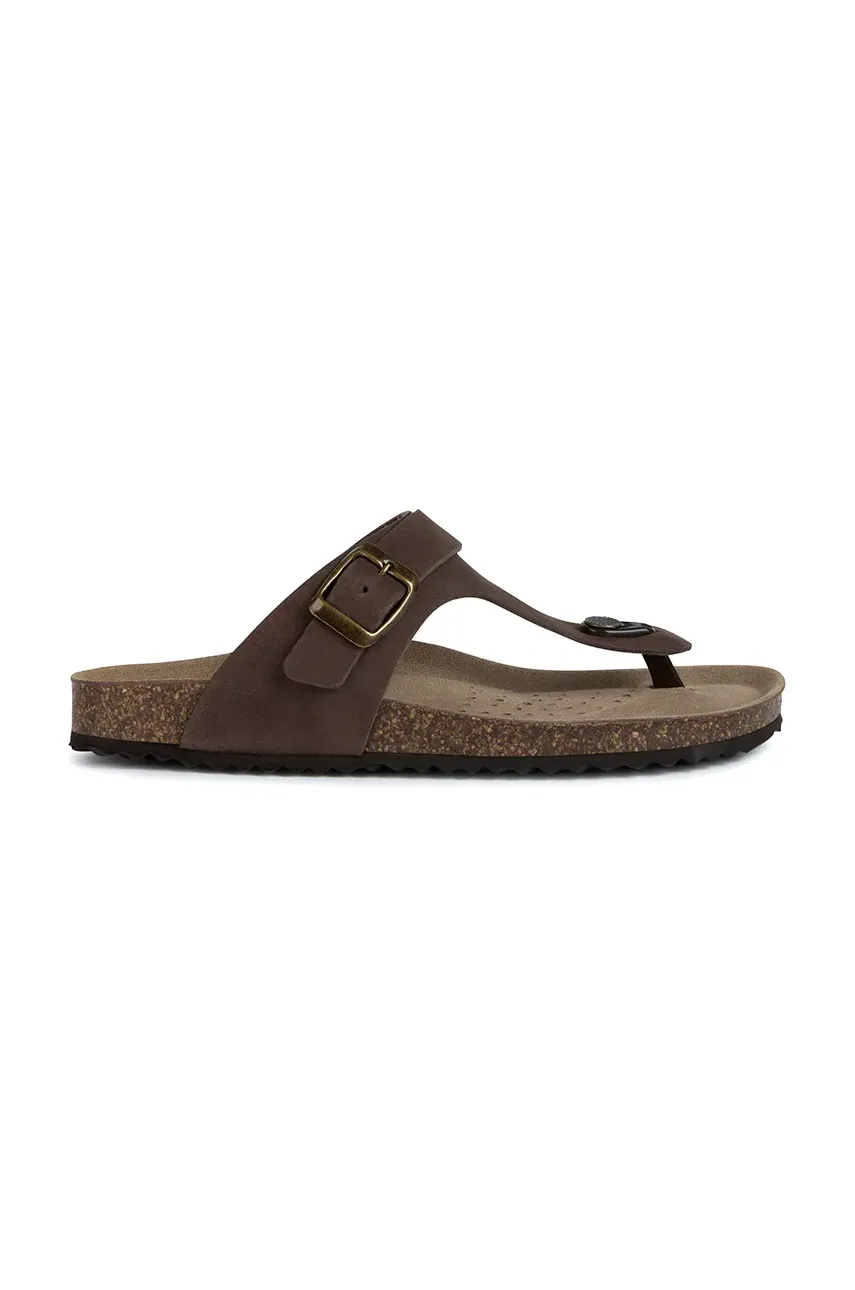 Σαγιονάρες nubuck Geox D BRIONIA χρώμα: καφέ, D35LSK 00032 C6009