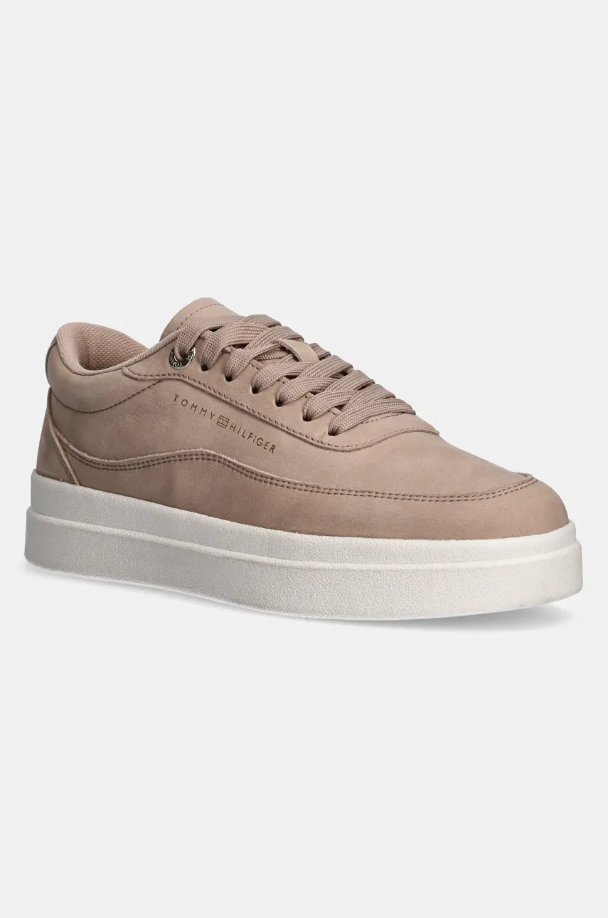 Nubuck sneakers Tommy Hilfiger MODERN COURT SNEAKER NUBUCK χρώμα: μπεζ, FW0FW08462