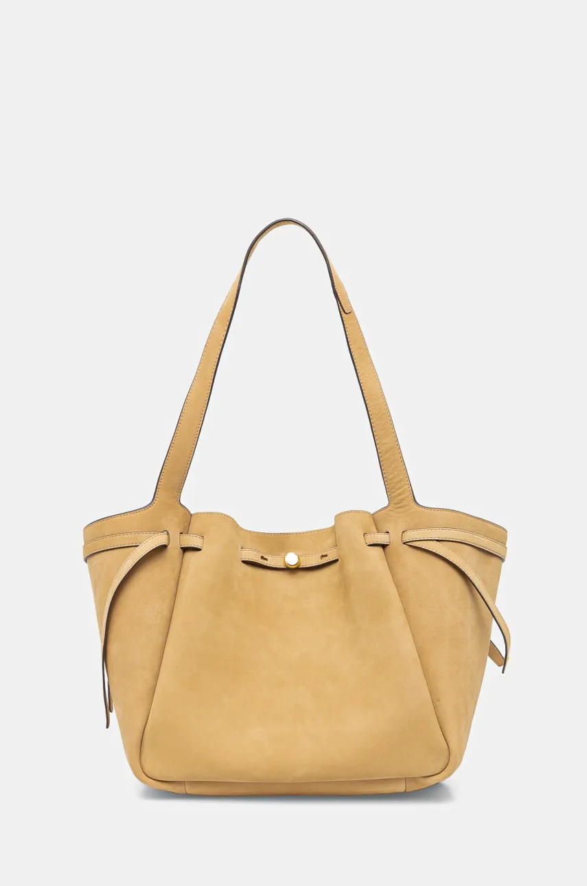 Τσάντα nubuck Tory Burch Romy Nubuck Tote χρώμα: κίτρινο, 165689-250
