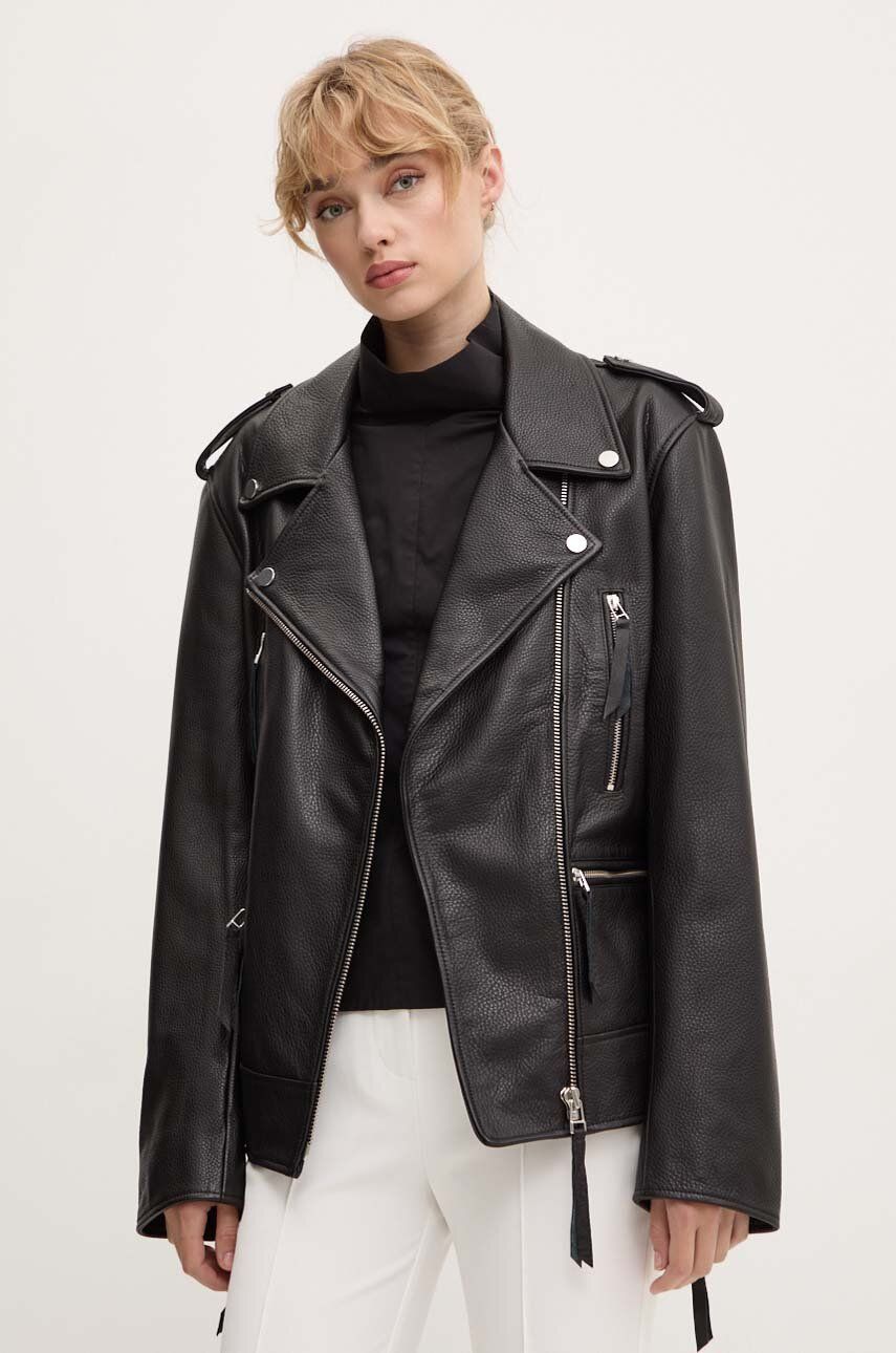 Δερμάτινo jacket Remain Biker Leather Jacket γυναικείο, χρώμα: μαύρο, 502123100