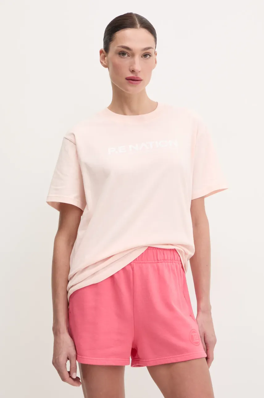 Βαμβακερό μπλουζάκι P.E Nation Aero SS Tee γυναικείο, χρώμα: ροζ, 243T329