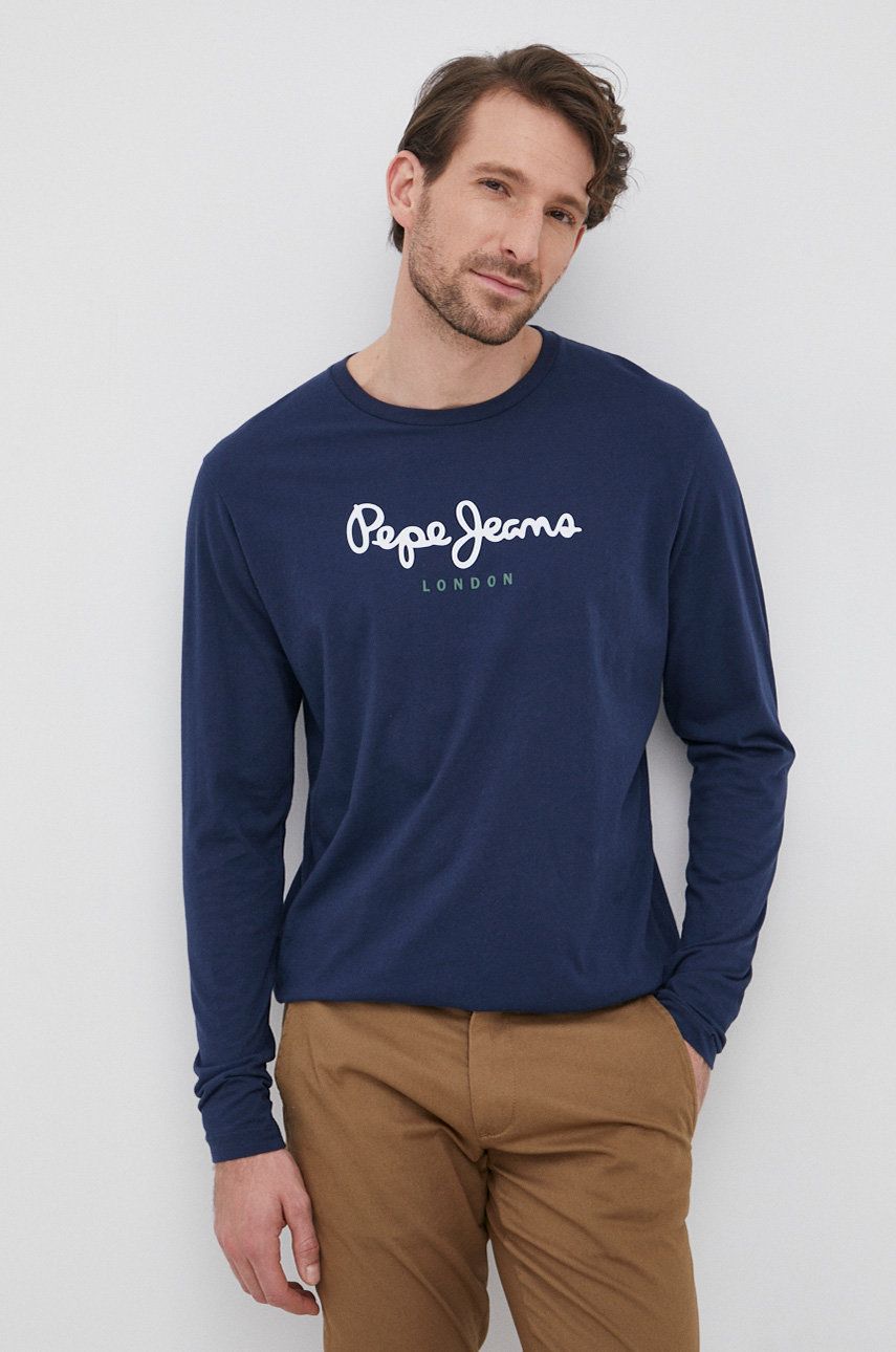 Βαμβακερό πουκάμισο με μακριά μανίκια Pepe Jeans EGGO LONG N EGGO LONG N χρώμα: ναυτικό μπλε PM508209.595
