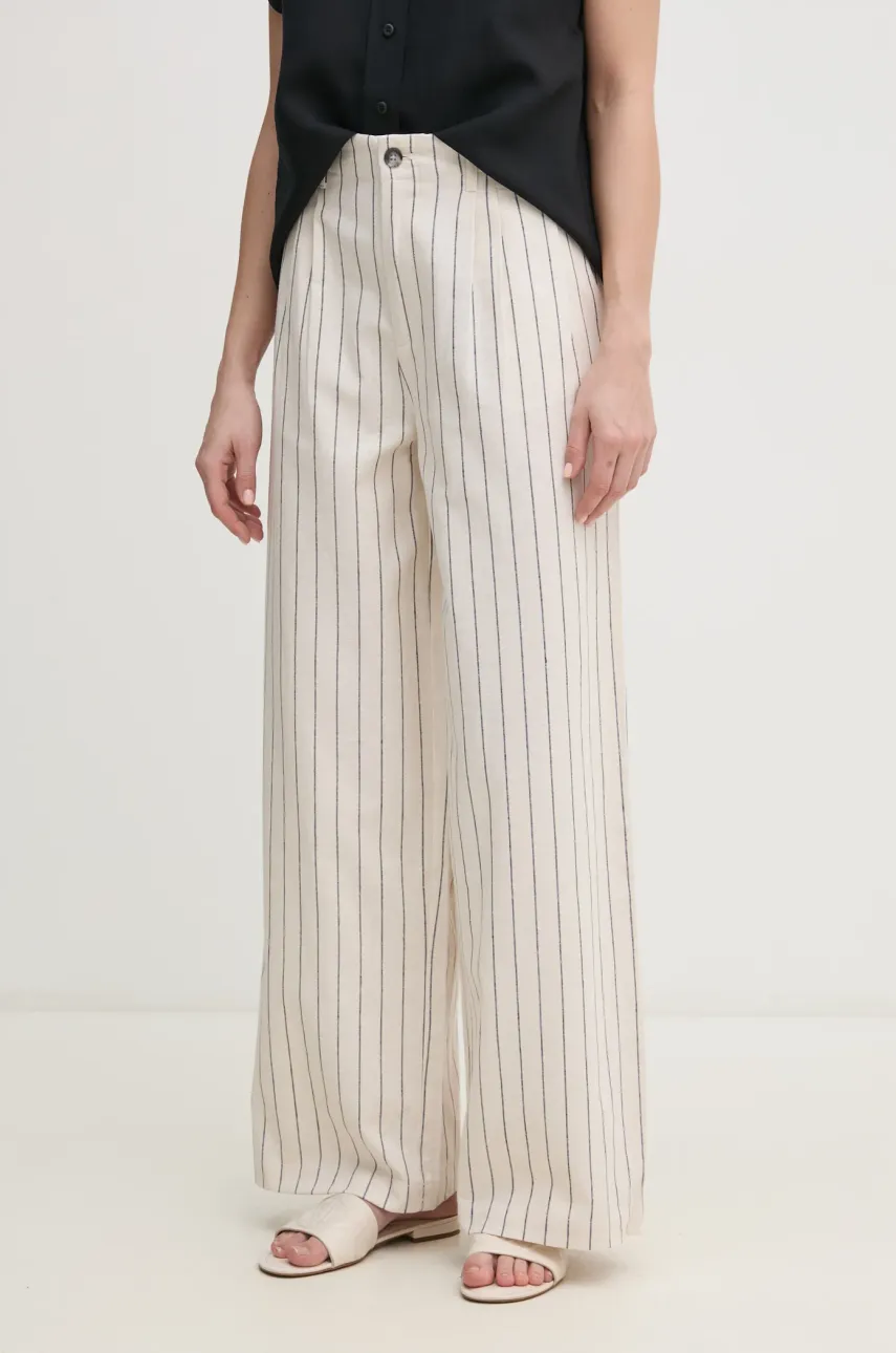 Λινό παντελόνι Pepe Jeans HERLY χρώμα: μπεζ, PL211806