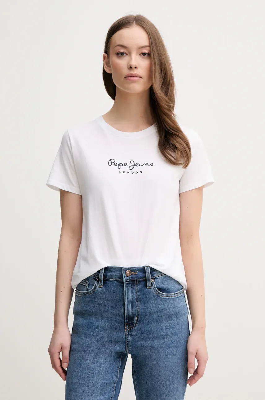 Βαμβακερό μπλουζάκι Pepe Jeans MACY γυναικείο, χρώμα: άσπρο, PL506012