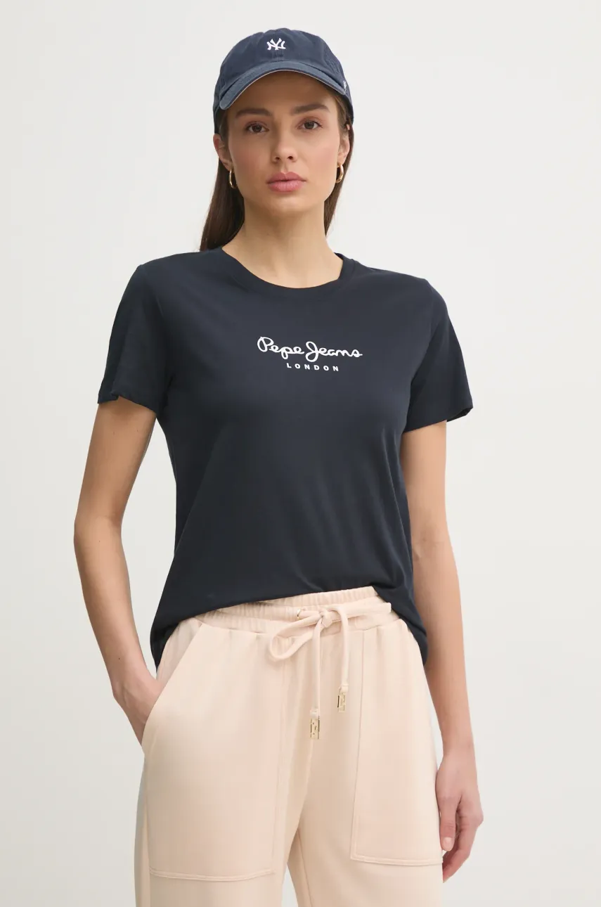 Βαμβακερό μπλουζάκι Pepe Jeans MACY γυναικείο, χρώμα: ναυτικό μπλε, PL506012
