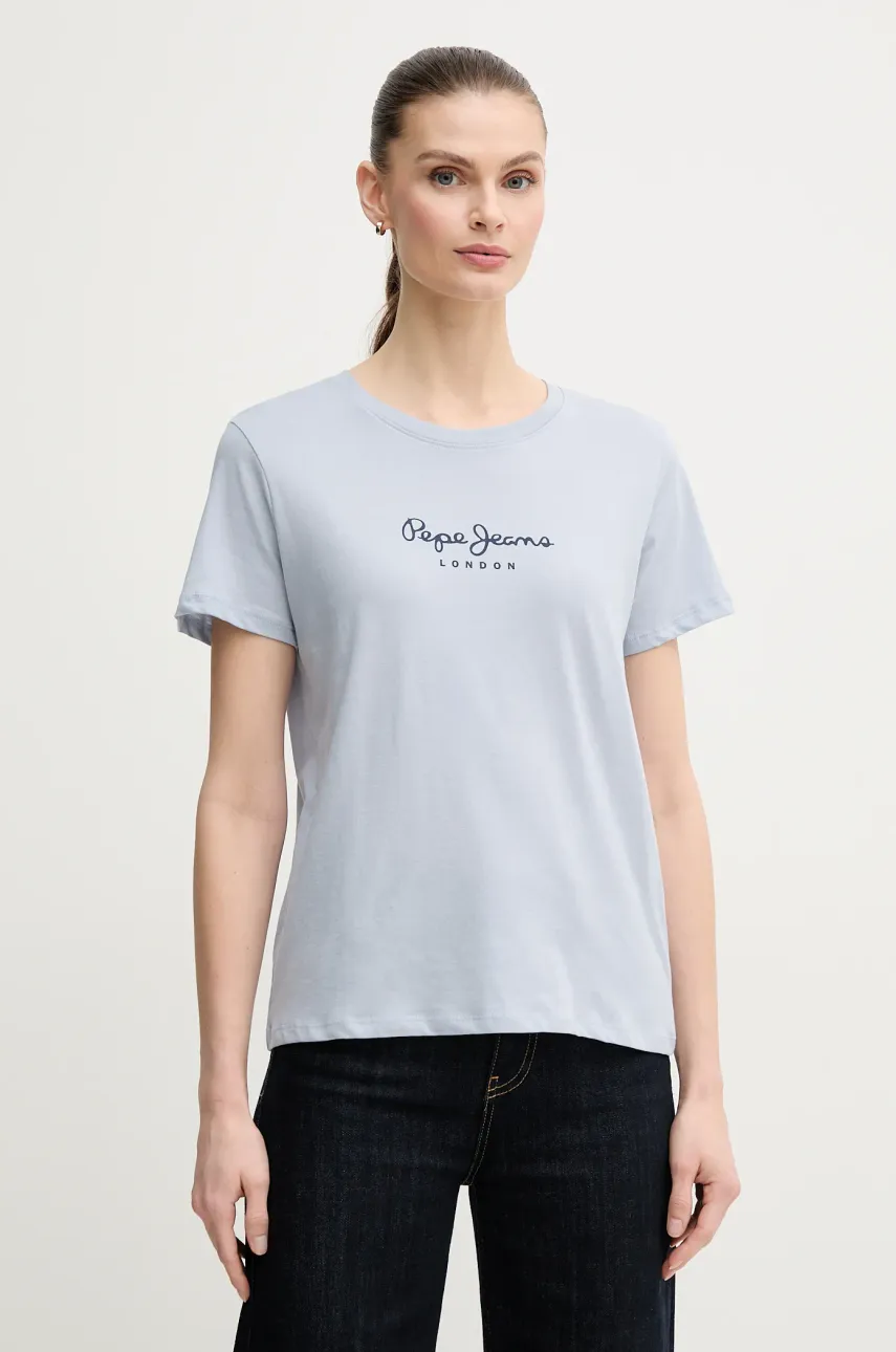 Βαμβακερό μπλουζάκι Pepe Jeans MACY γυναικείο, χρώμα: μπλε, PL506012