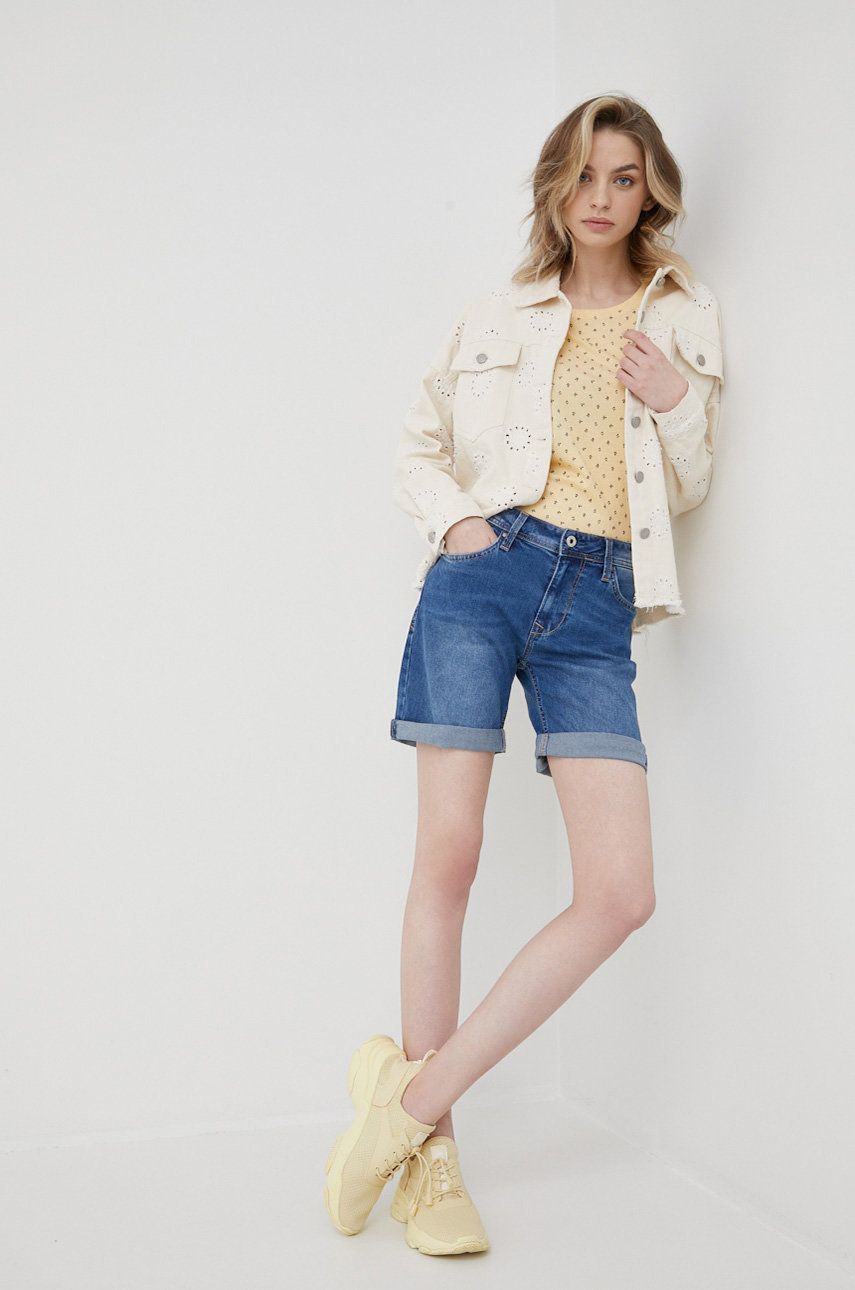 Τζιν σορτς Pepe Jeans Poppy χρώμα: ναυτικό μπλε