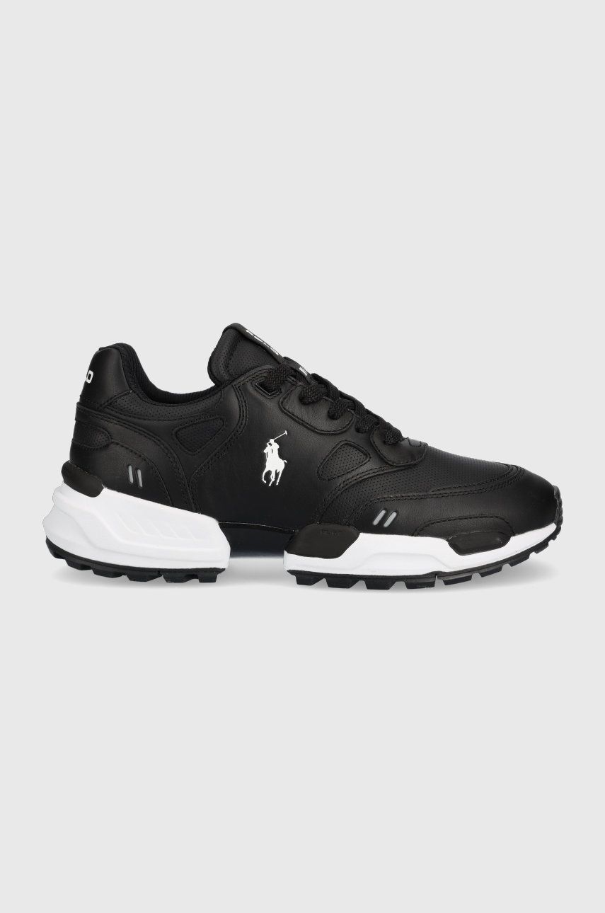 Δερμάτινα αθλητικά παπούτσια Polo Ralph Lauren Polo Jogger χρώμα: μαύρο