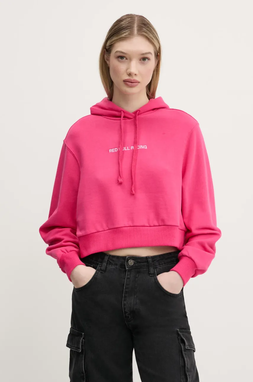 Μπλούζα Red Bull Racing x Pepe Jeans CROPPED LOGO HOODY χρώμα: ροζ, με κουκούλα, RL580008