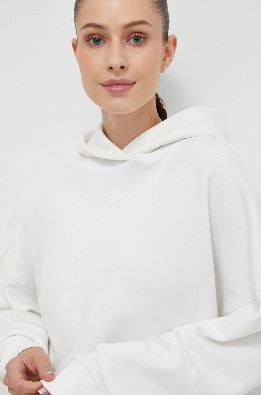 Μπλούζα Reebok LUX COLLECTION LUX COLLECTION χρώμα: άσπρο, με κουκούλα 100035627