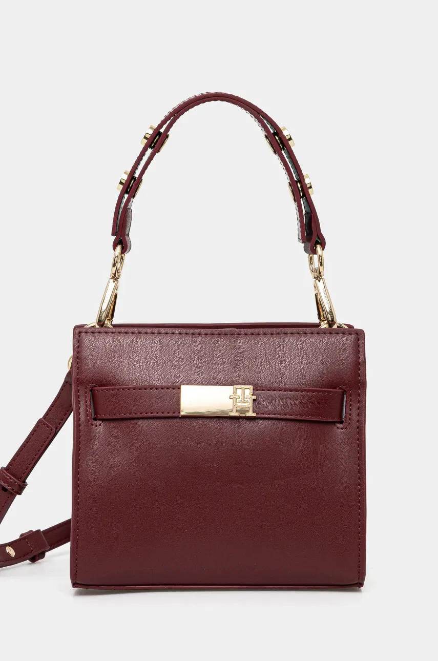 Τσάντα Tommy Hilfiger χρώμα: μπορντό, AW0AW16896