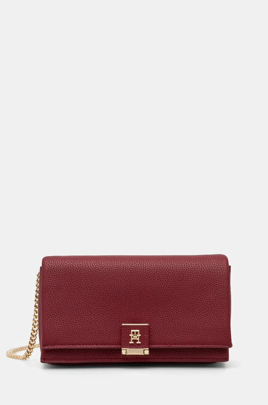 Τσάντα Tommy Hilfiger χρώμα: μπορντό, AW0AW17403