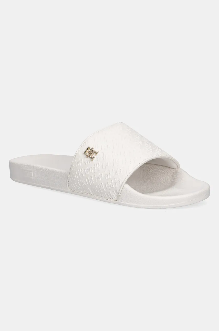 Παντόφλες Tommy Hilfiger TH MONOGRAM POOLSIDE χρώμα: άσπρο, FW0FW08525