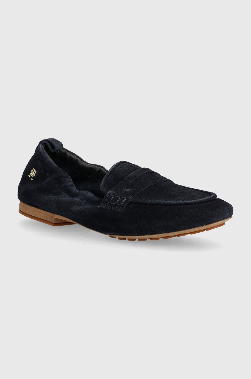 Μοκασίνια σουέτ Tommy Hilfiger TH SUEDE MOCCASIN χρώμα: ναυτικό μπλε, FW0FW07714