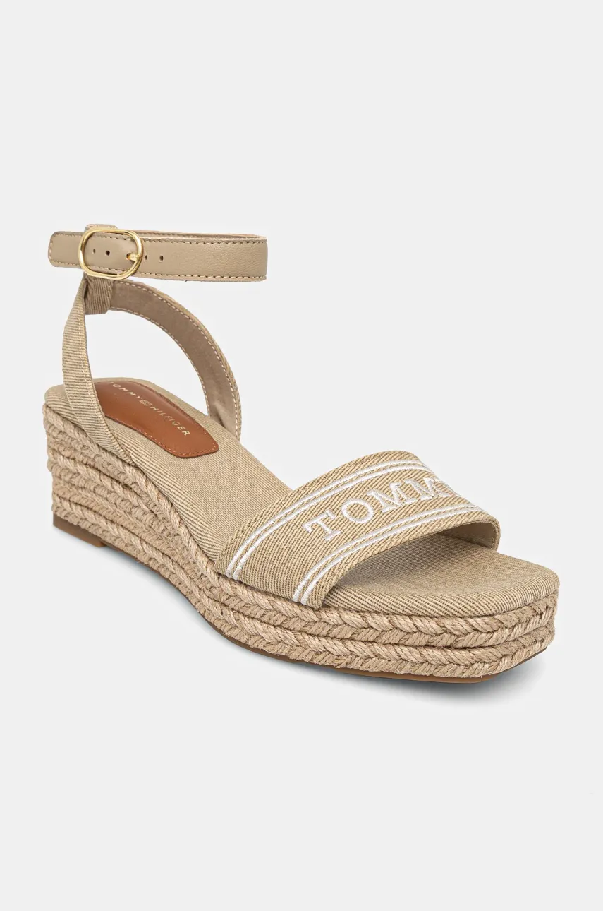 Σανδάλια Tommy Hilfiger TOMMY HILFIGER ESPAD MID WEDGE χρώμα: μπεζ, FW0FW08805