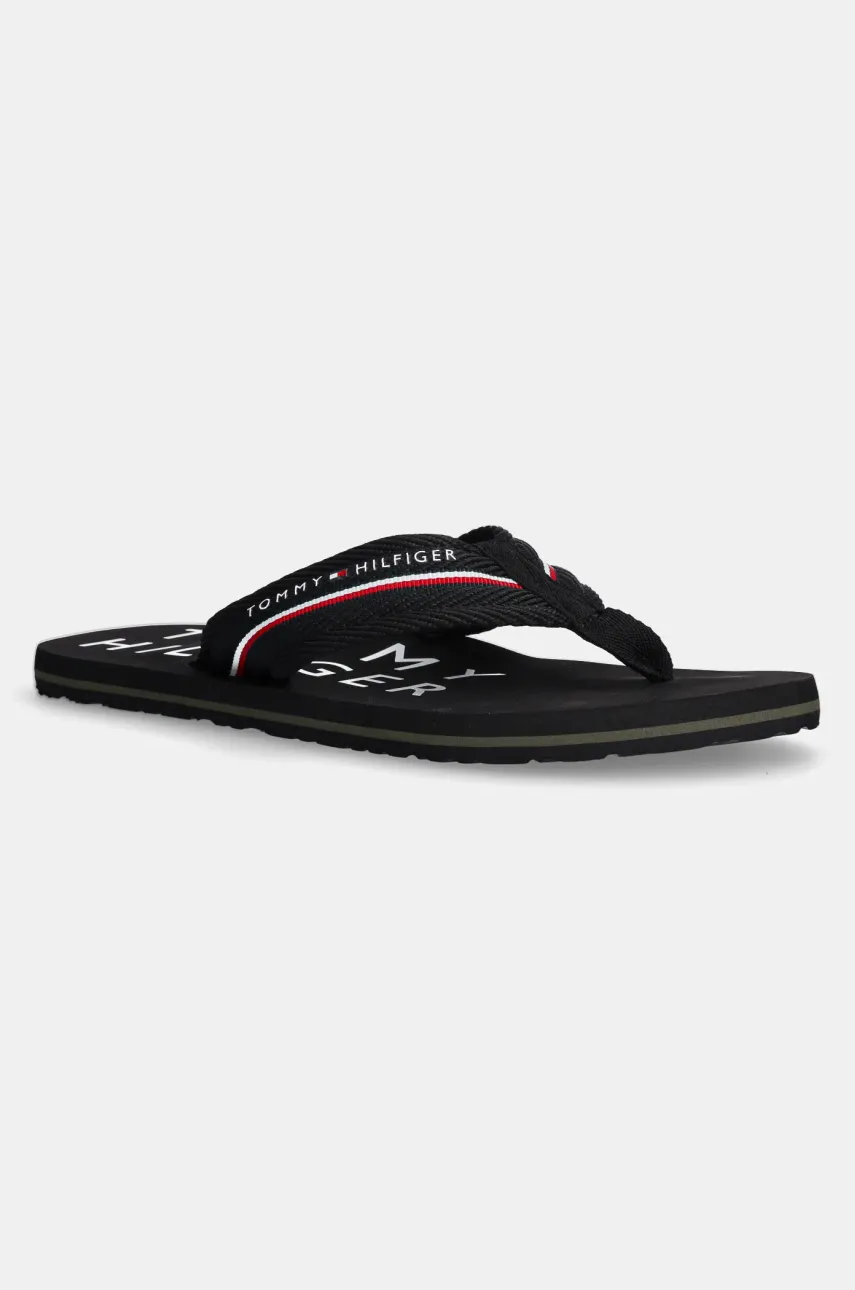 Σαγιονάρες Tommy Hilfiger TOMMY HILFIGER WEB BEACH SANDAL χρώμα: μαύρο, FM0FM05340