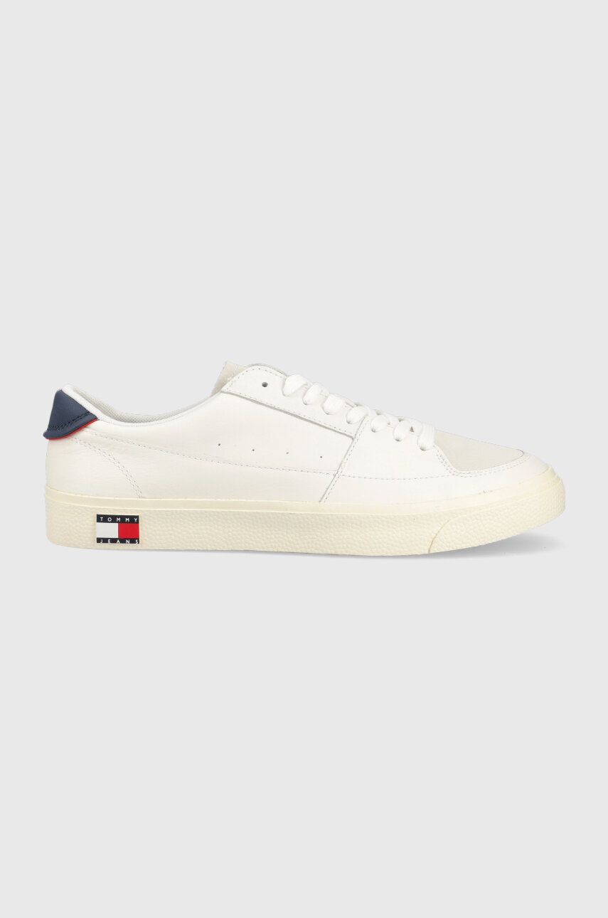 Δερμάτινα αθλητικά παπούτσια Tommy Jeans TOMMY JEANS VULCANIZED ESS χρώμα: άσπρο, EM0EM01106